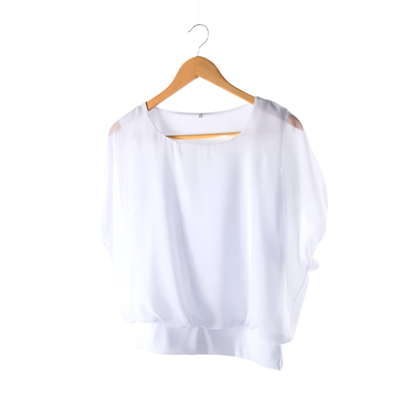 Dames Blouse Chiffon Ruche Mouwen Elegant