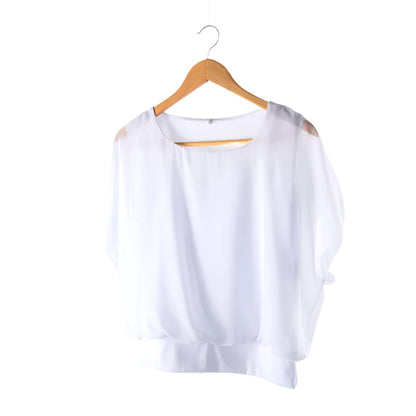Dames Blouse Chiffon Ruche Mouwen Elegant