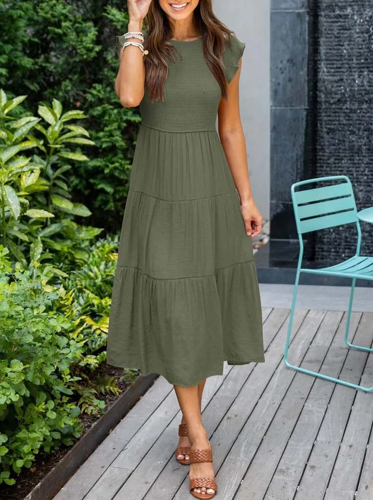 Zomerjurk Ruches Vrouwelijke Taille Jurk