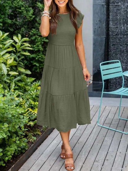 Zomerjurk Ruches Vrouwelijke Taille Jurk