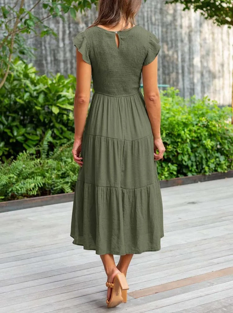 Zomerjurk Ruches Vrouwelijke Taille Jurk