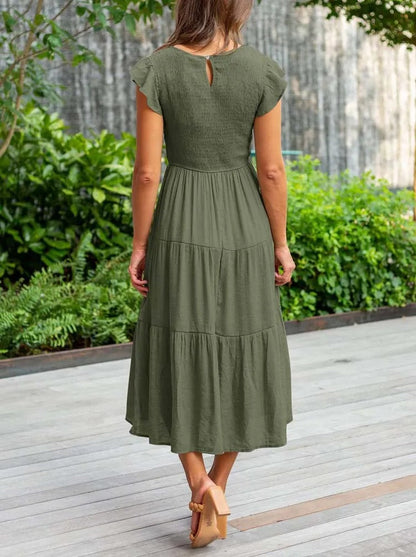 Zomerjurk Ruches Vrouwelijke Taille Jurk