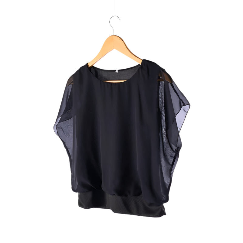 Dames Blouse Chiffon Ruche Mouwen Elegant - Mode Vibes