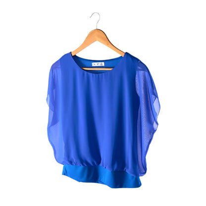 Dames Blouse Chiffon Ruche Mouwen Elegant