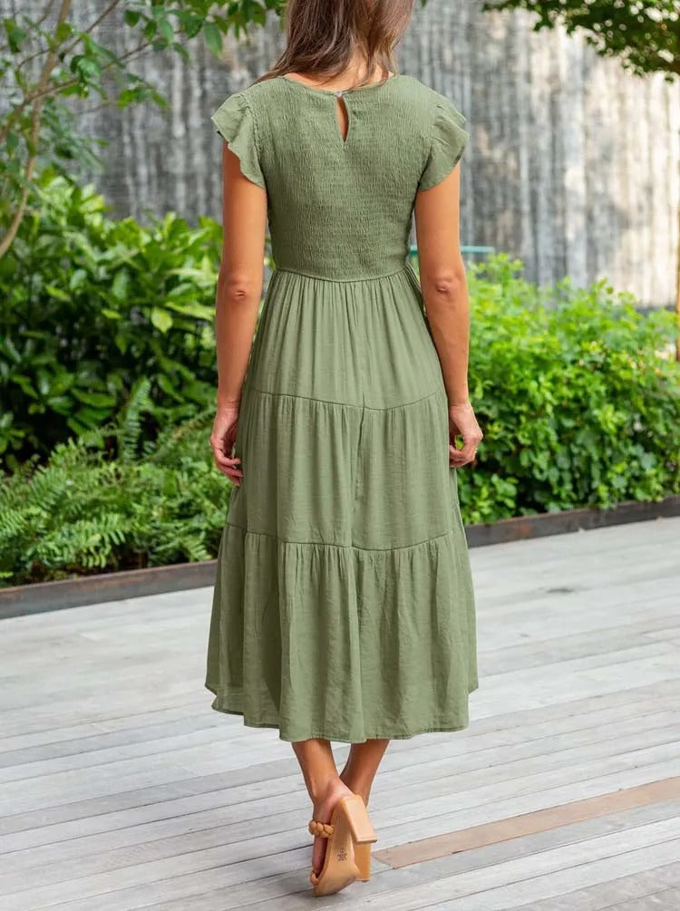 Zomerjurk Ruches Vrouwelijke Taille Jurk