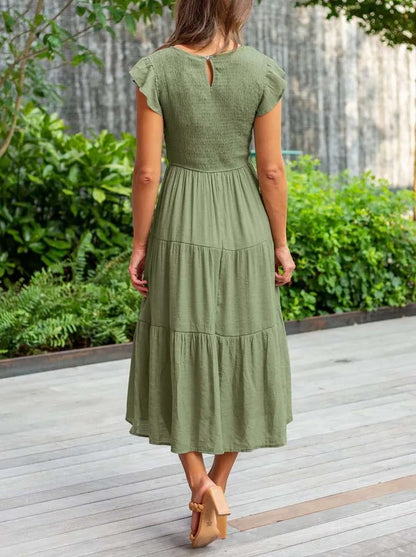 Zomerjurk Ruches Vrouwelijke Taille Jurk