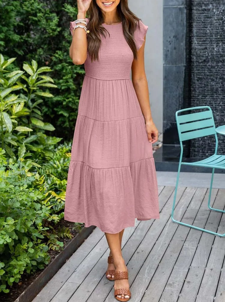 Zomerjurk Ruches Vrouwelijke Taille Jurk