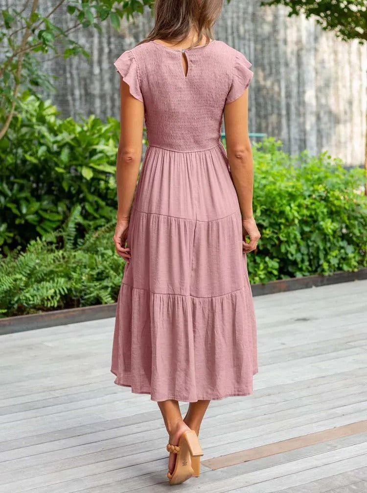 Zomerjurk Ruches Vrouwelijke Taille Jurk