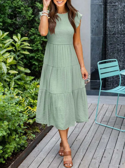 Zomerjurk Ruches Vrouwelijke Taille Jurk