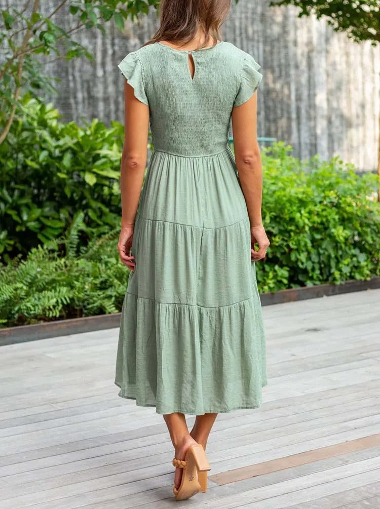 Zomerjurk Ruches Vrouwelijke Taille Jurk