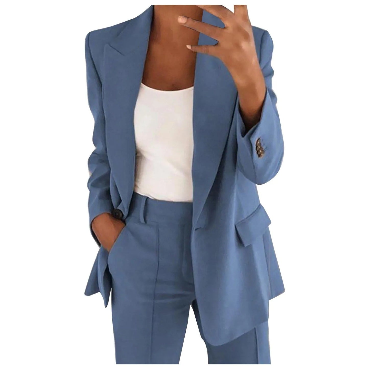 Dames Blazer Pak met Broek Effen Stijl