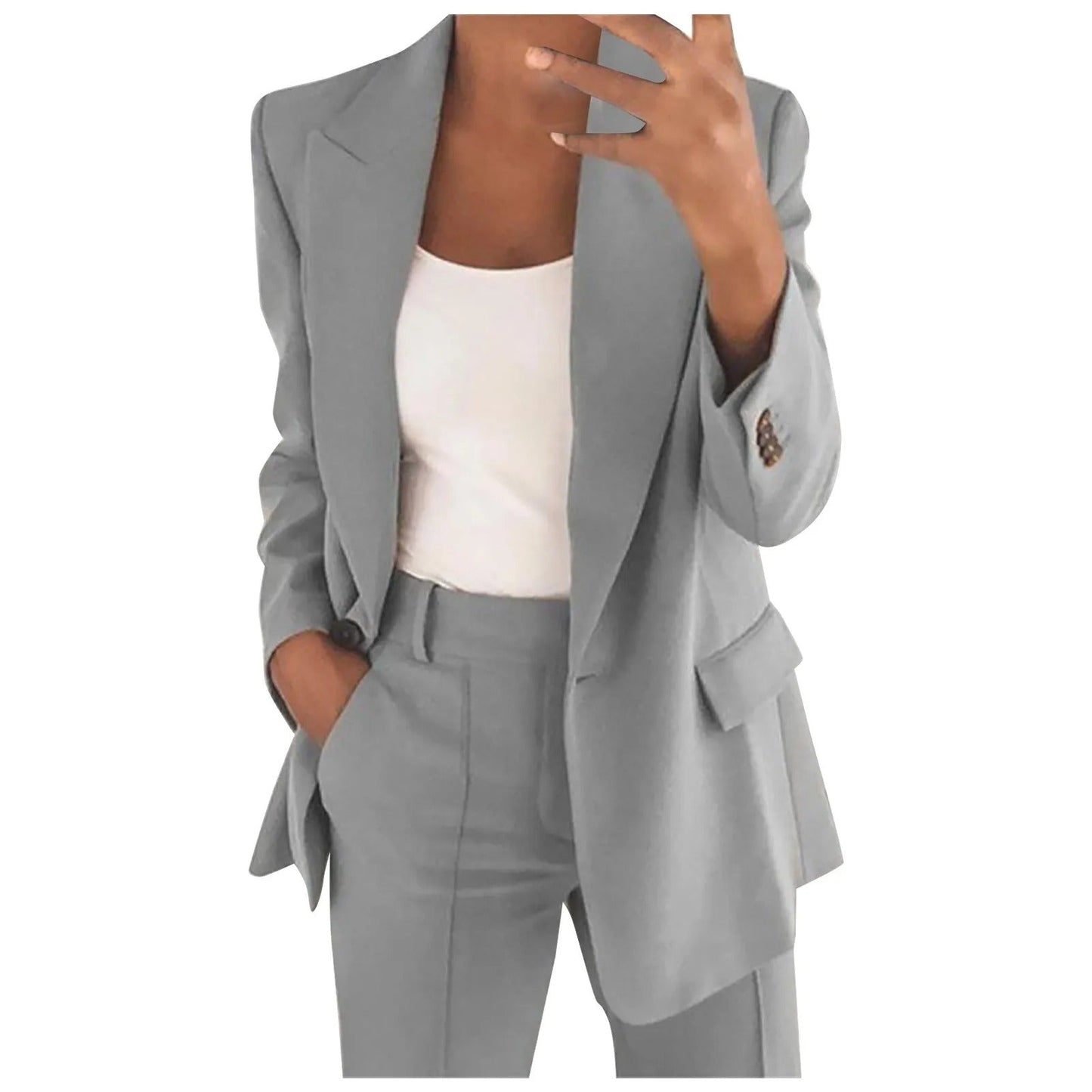 Dames Blazer Pak met Broek Effen Stijl