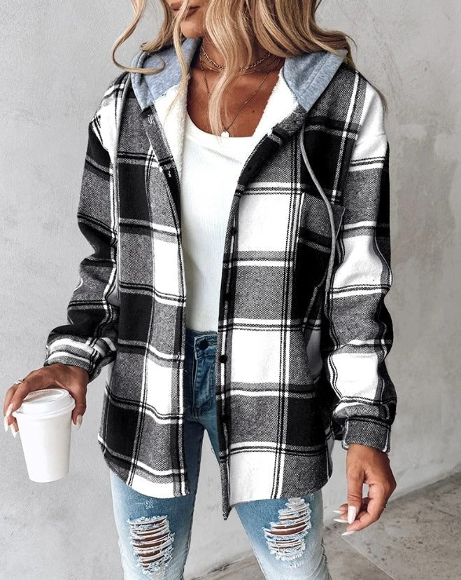 Dames Hoodie Ruitpatroon Warm en Casual