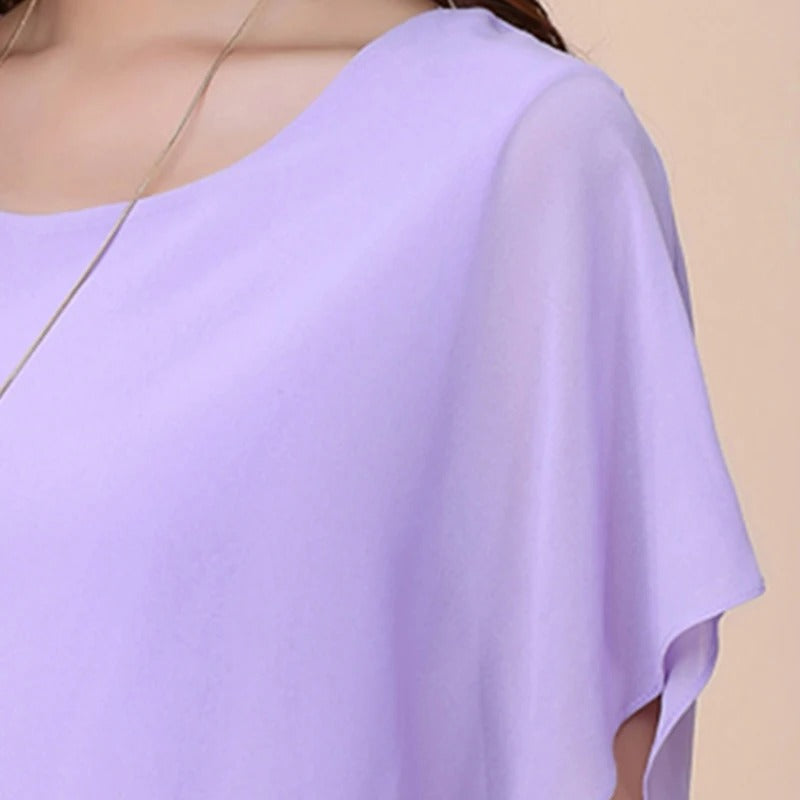 Dames Blouse Chiffon Ruche Mouwen Elegant