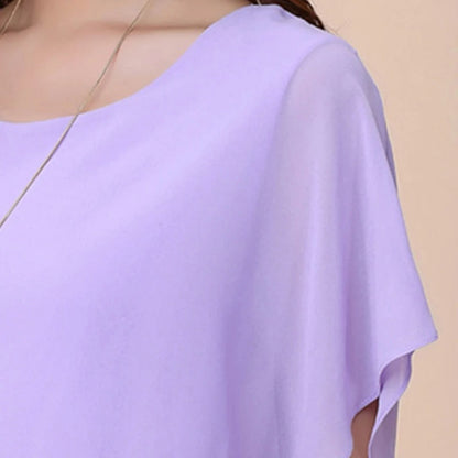 Dames Blouse Chiffon Ruche Mouwen Elegant