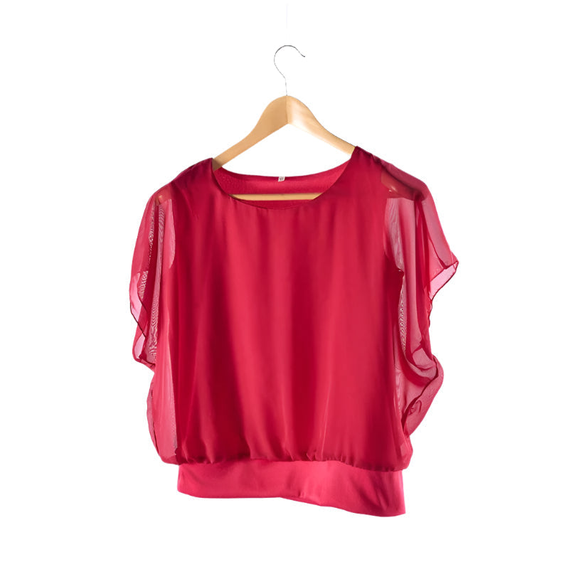 Dames Blouse Chiffon Ruche Mouwen Elegant