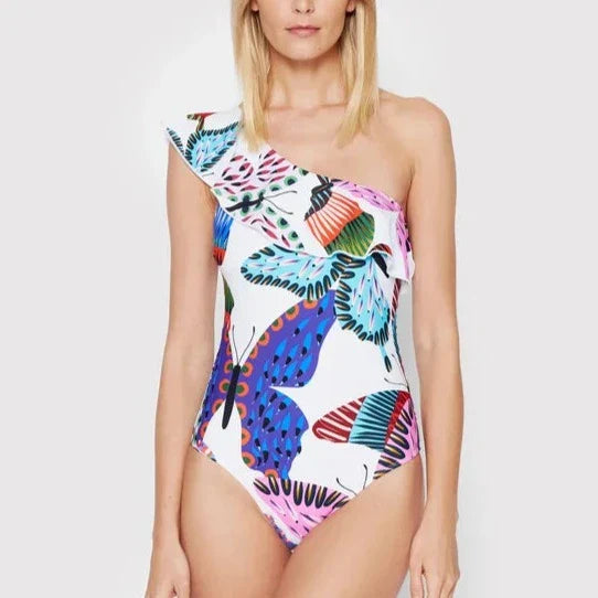 Dames Badpak Ruches Zwart Strandmodell - Mode Vibes