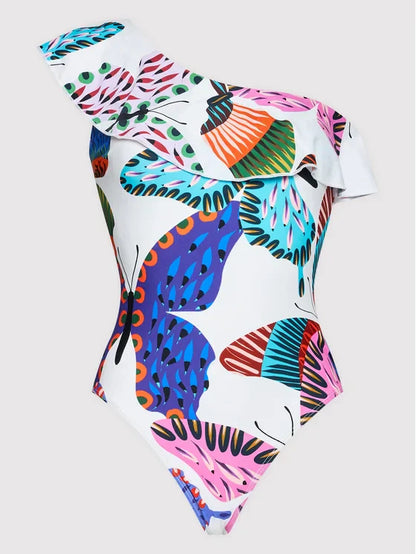 Dames Badpak Ruches Zwart Strandmodell