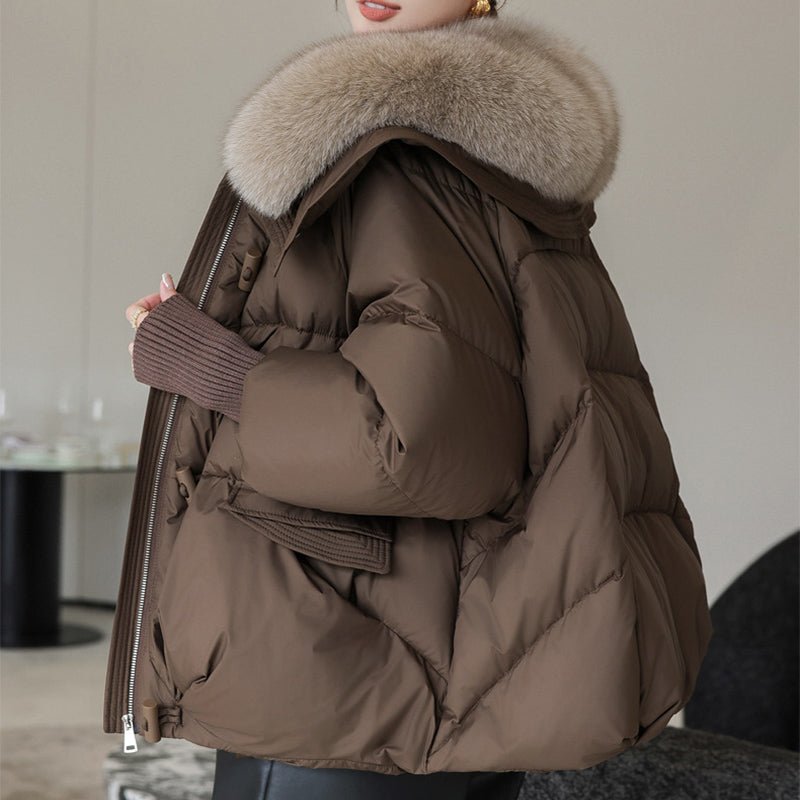Dames Pufferjas met Imitatiebontkraag Warm en Stijlvol