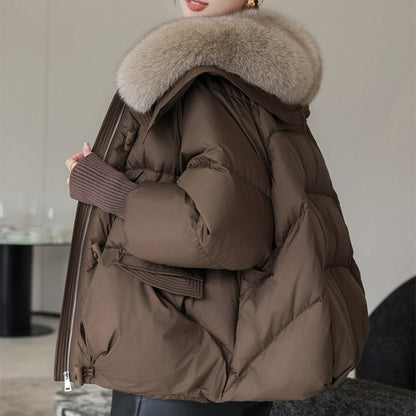 Dames Pufferjas met Imitatiebontkraag Warm en Stijlvol