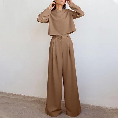 Dames Co-ord Set Lange Mouw Top Wijde Broek Devani