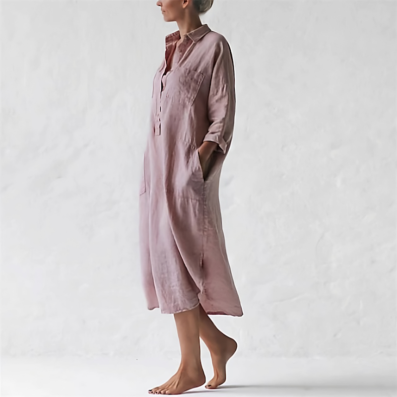 Roze Lange Jurk Stijlvol voor Vrouw - Mode Vibes