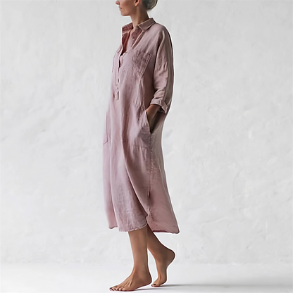 Roze Lange Jurk Stijlvol voor Vrouw - Mode Vibes