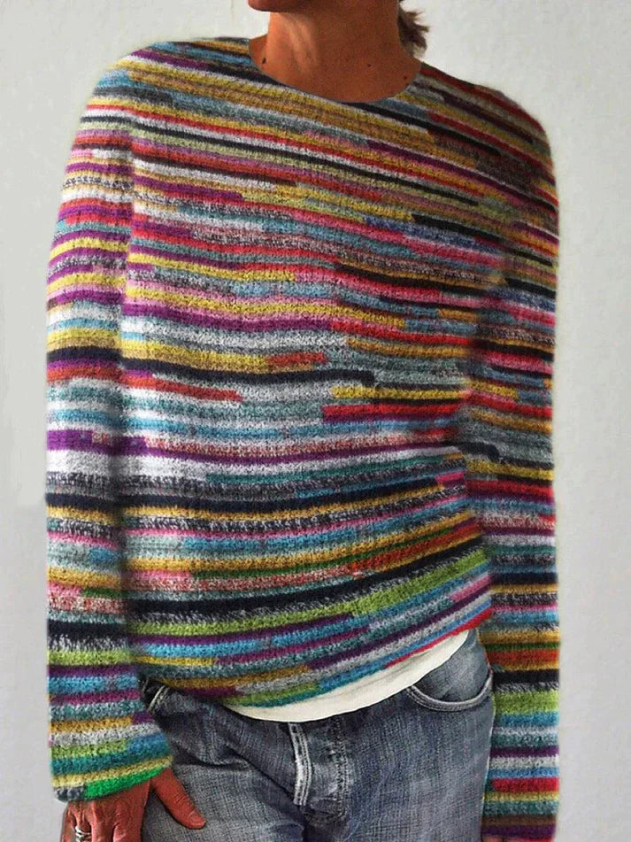 Streeppatron Trui Lange Mouwen Uniek Design - Mode Vibes