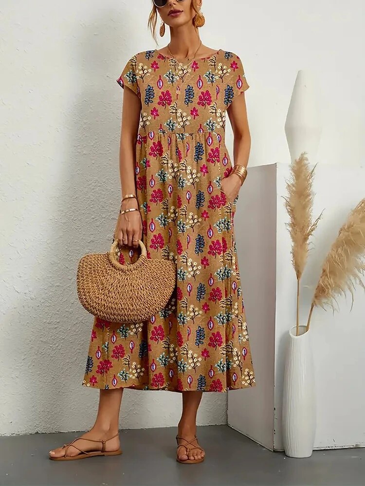 Federica | Abito Estivo Lungo Cotone, Elegante e Comodo