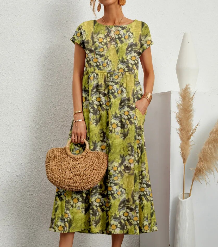 Federica | Abito Estivo Lungo Cotone, Elegante e Comodo