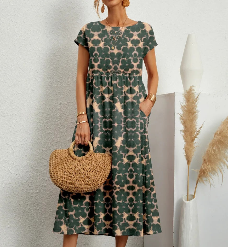 Federica | Abito Estivo Lungo Cotone, Elegante e Comodo