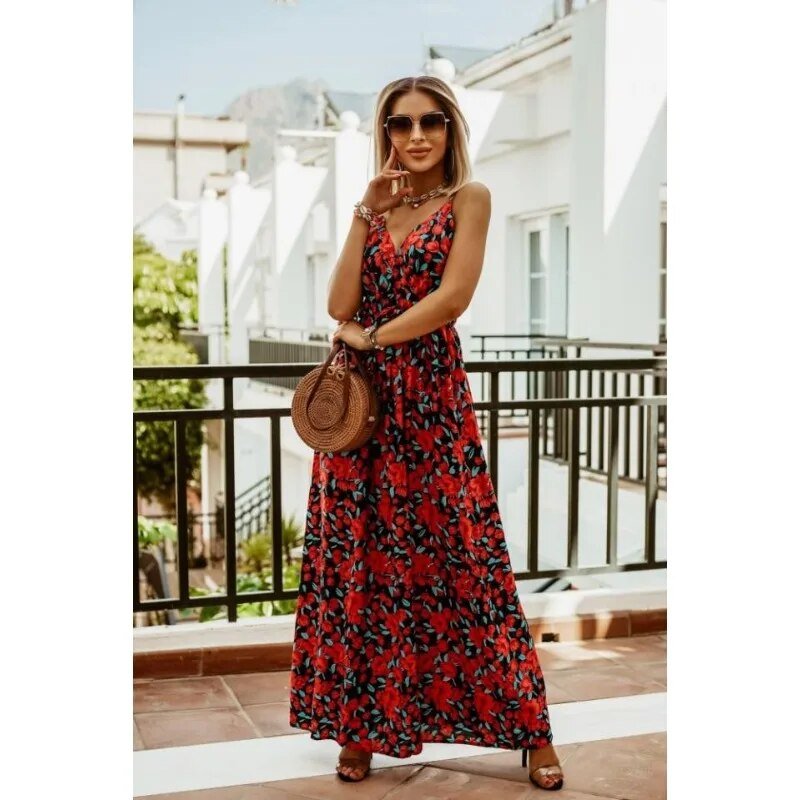 Zomer Maxi Jurk Bloemenpatroon Boho Stijl