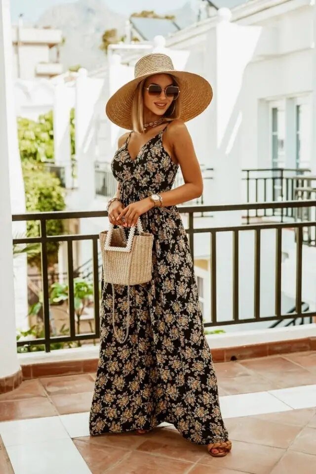 Zomer Maxi Jurk Bloemenpatroon Boho Stijl