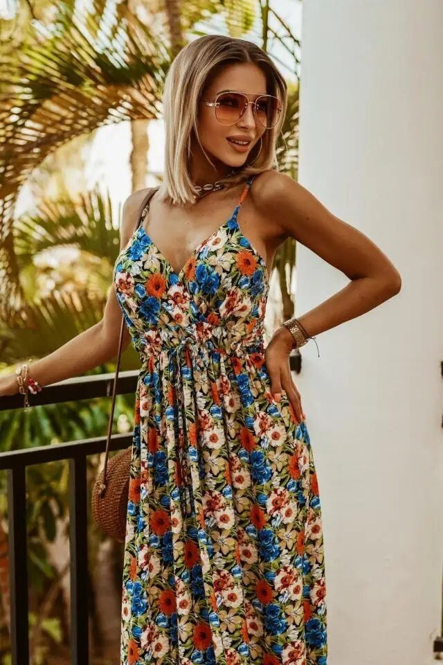 Zomer Maxi Jurk Bloemenpatroon Boho Stijl