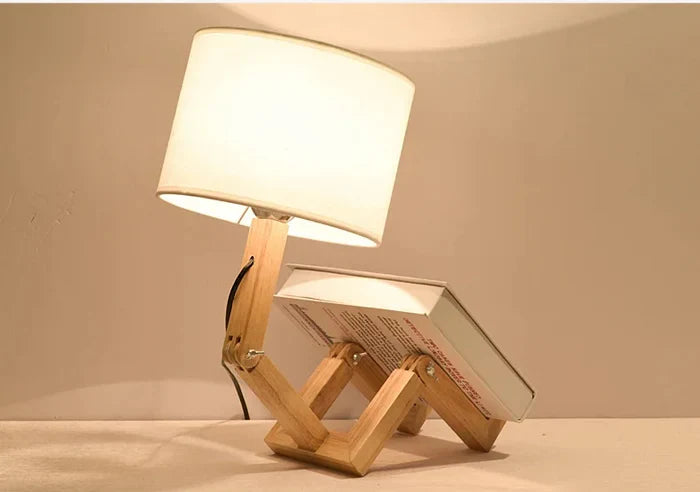Houten Tafellamp met Boekenrek en Dimbare Verlichting - Mode Vibes