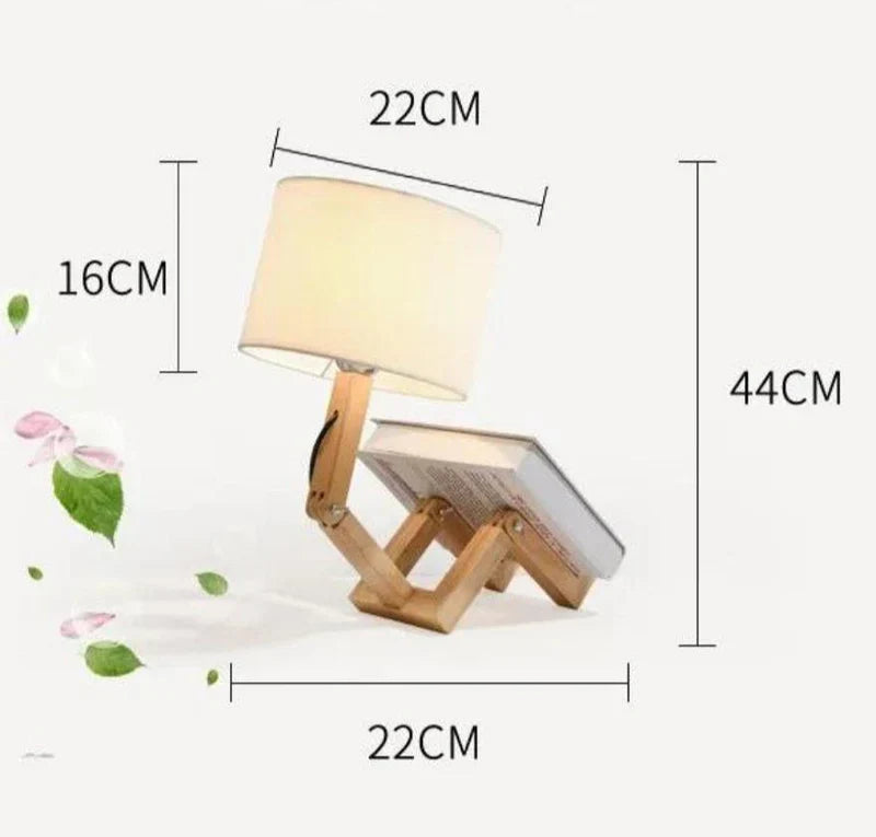 Houten Tafellamp met Boekenrek en Dimbare Verlichting