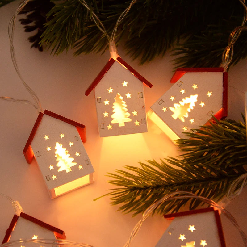 Kersthuisjes Houten LED Verlichting Decoratie - Mode Vibes