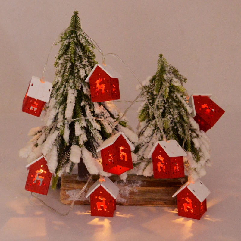 Kersthuisjes Houten LED Verlichting Decoratie