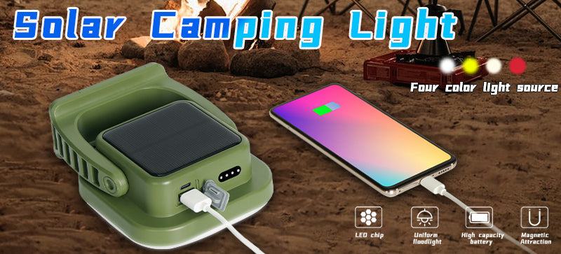 Zonne-Oplaadbare Campinglamp 80W LED met Magneet en Zoom