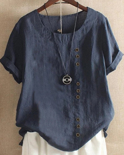 Klassieke Korte Mouwen T-shirt Ronde Hals voor Dames