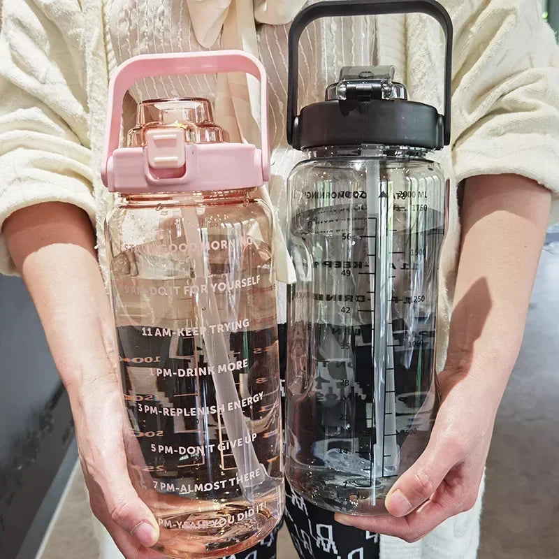 Waterfles 2L met Rietje en Tijdmaker voor Sport en Fitness