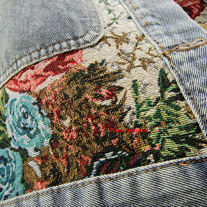 Dames Denim Jack Bloemenprint Trendy