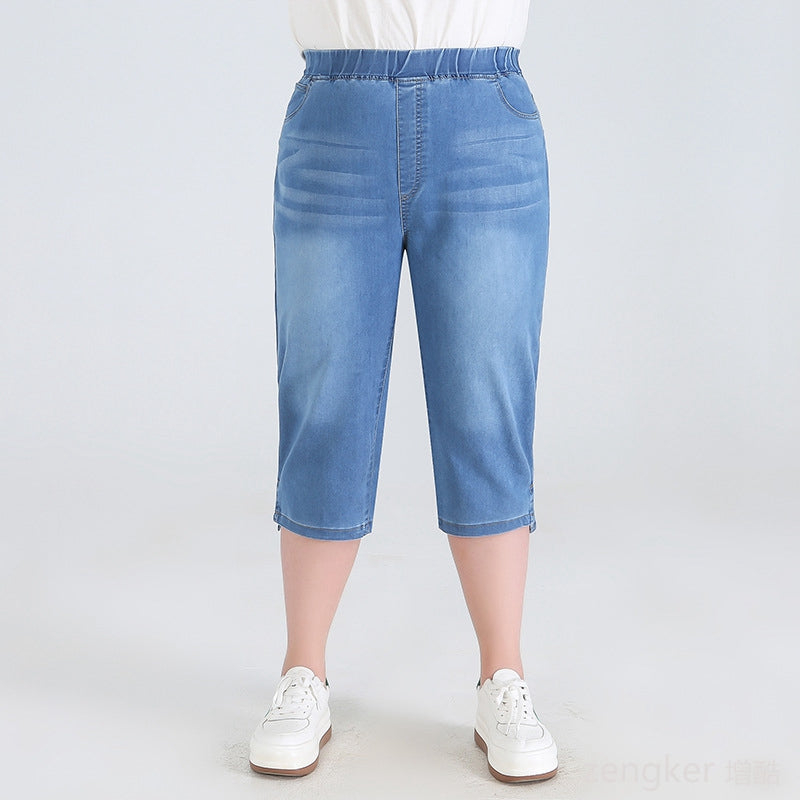 Plus Size Driekwartsbroek Trendy Veelzijdig voor Vrouw