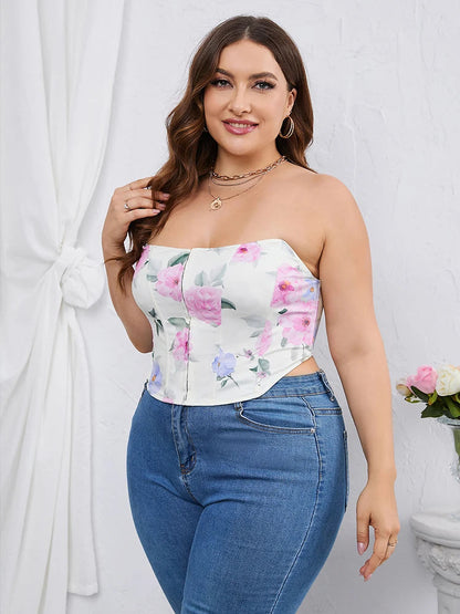 Plus Size Top Zonder Bandjes Trendy Damestop