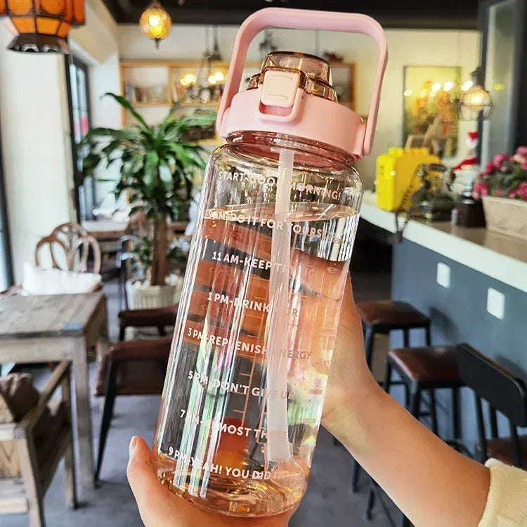 Waterfles 2L met Rietje en Tijdmaker voor Sport en Fitness - Mode Vibes