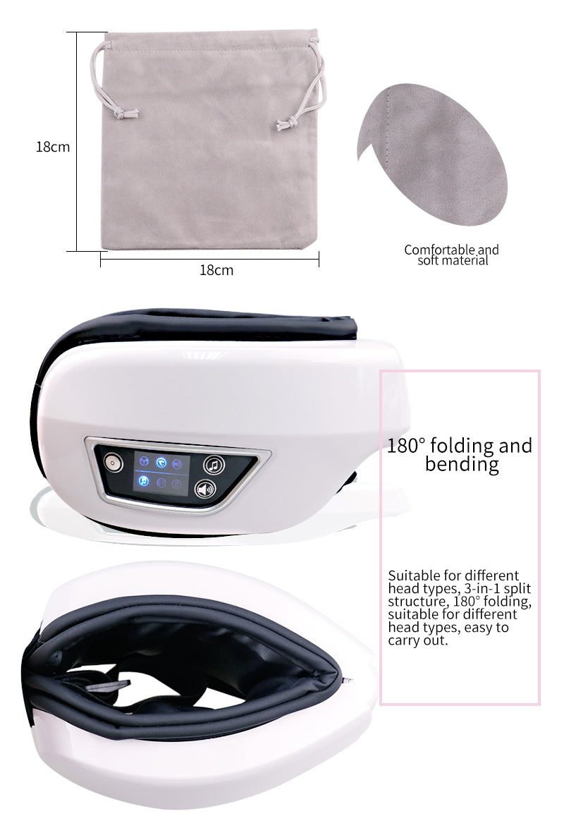 Oogmassage Apparaat met Warmte, Trilling en Bluetooth Muziek