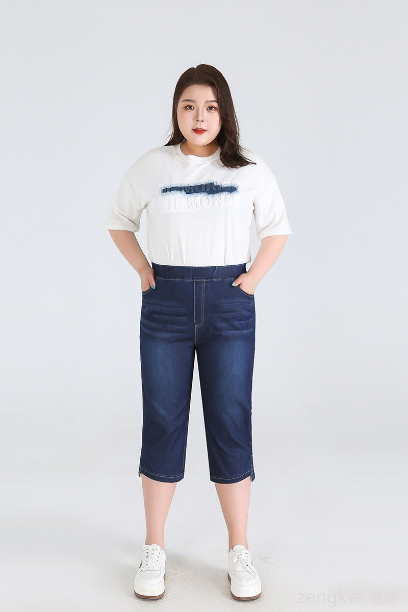 Plus Size Driekwartsbroek Trendy Veelzijdig voor Vrouw
