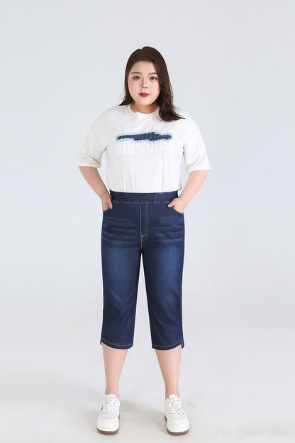 Plus Size Driekwartsbroek Trendy Veelzijdig voor Vrouw