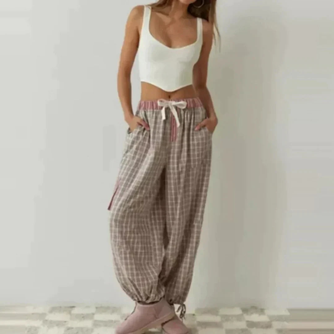 Geruite Pyjama Set Lange Mouwen Zacht en Warm