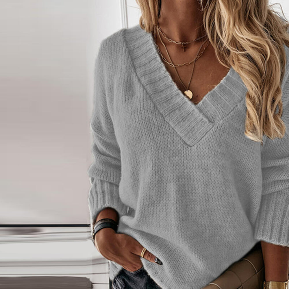 Dunne Gebreide Trui V-hals Zomerse Look